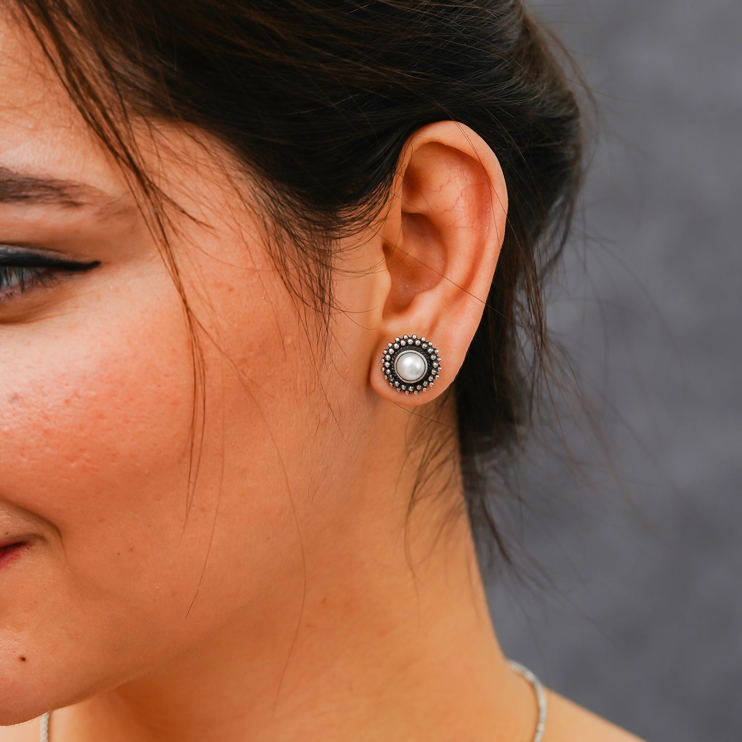 Rani Padmini Minute Deatiled Rawa Pearl Earrings