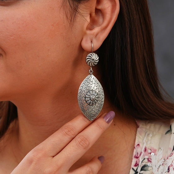 Meera Fine Kalamkari Sheet Hook Earrings