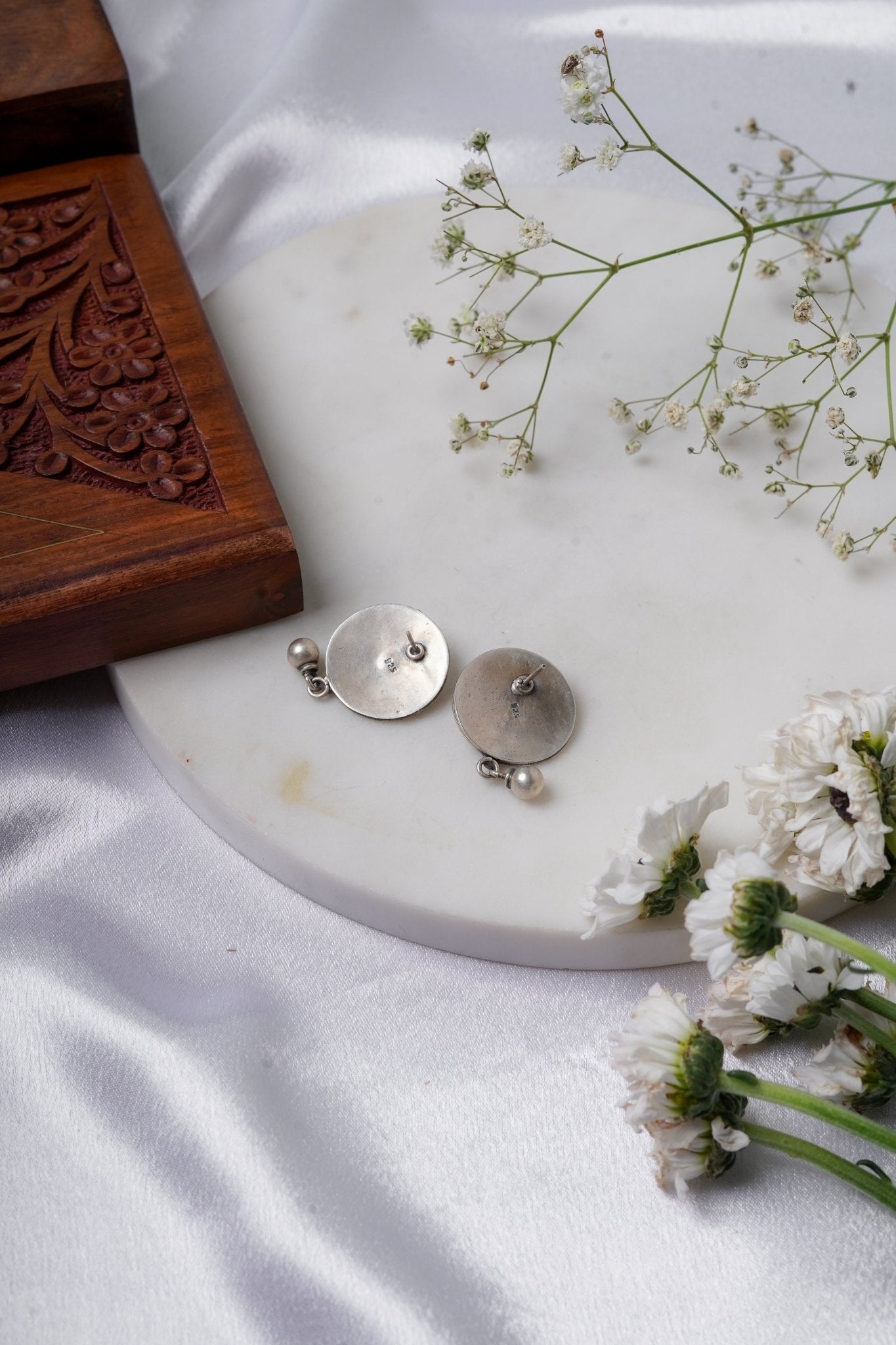 Padma Oxidized Bloom Earrings - ShailPiya