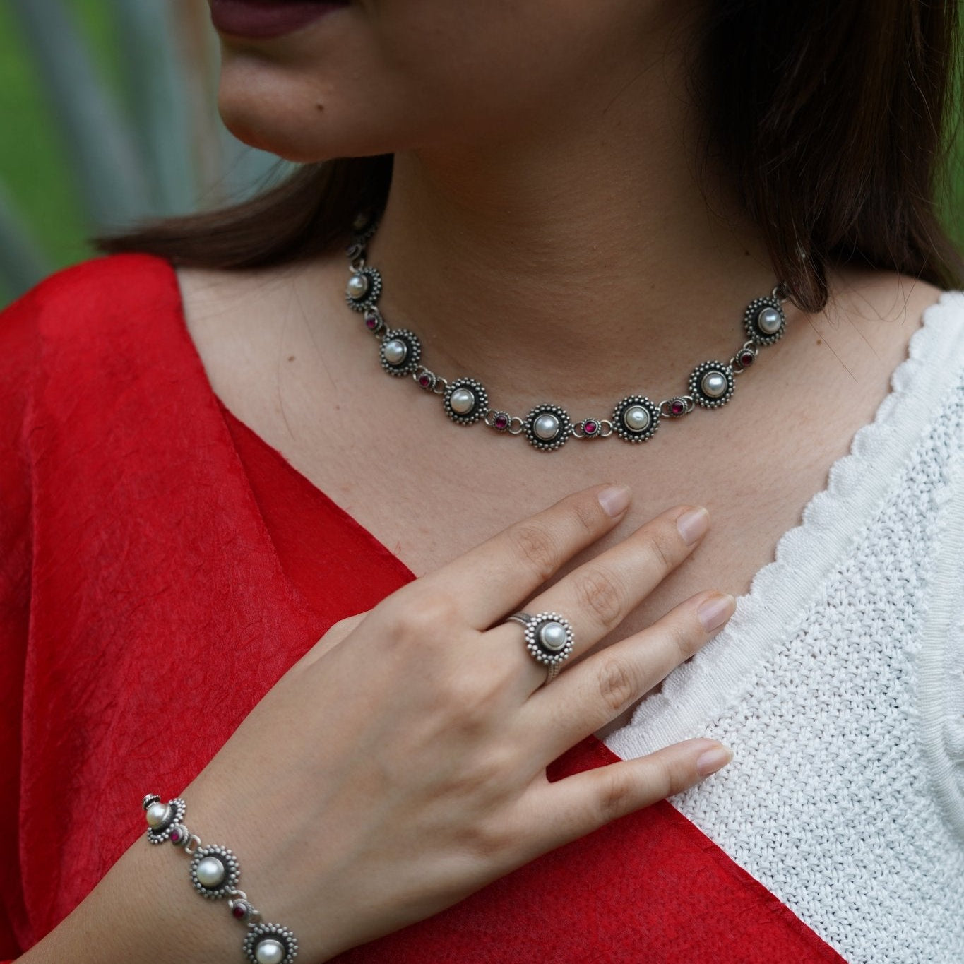 Rani Padmini Minute Detailed Rawa Pearl Necklace - ShailPiya