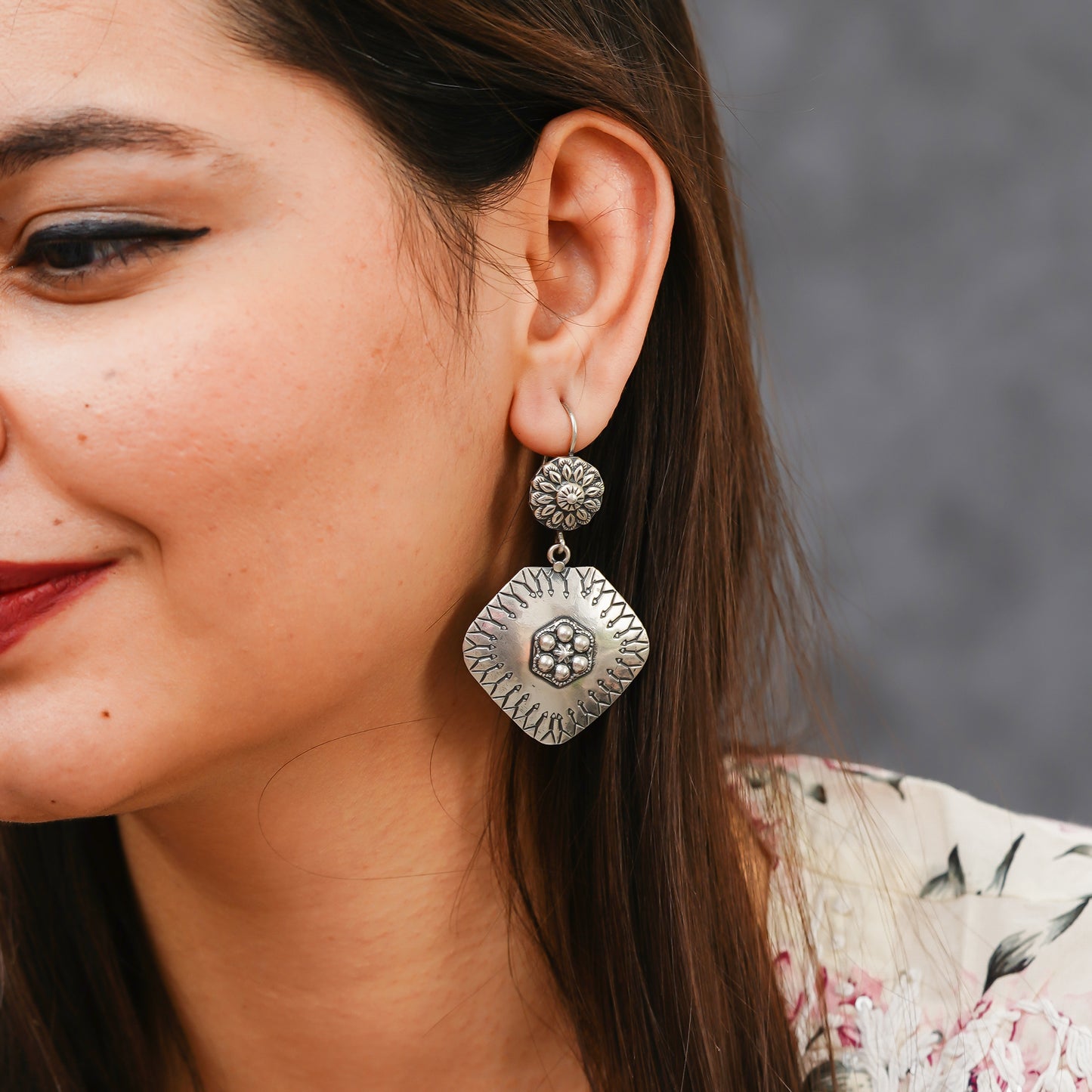 Meera Fine Kalamkari Sheet Fusion Hook Earrings
