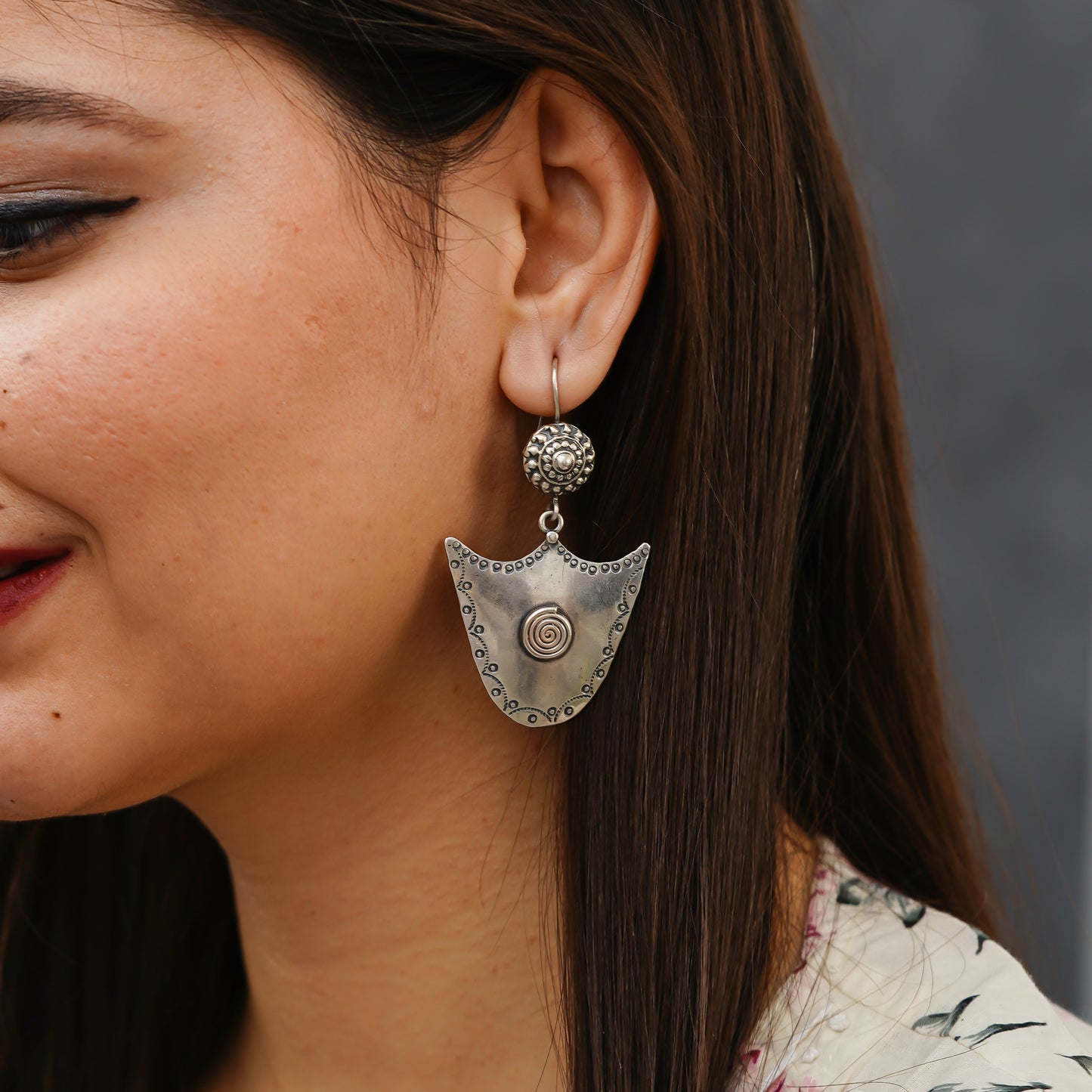 Meera Fine Kalamkari Sheet Quirky Hook Earrings
