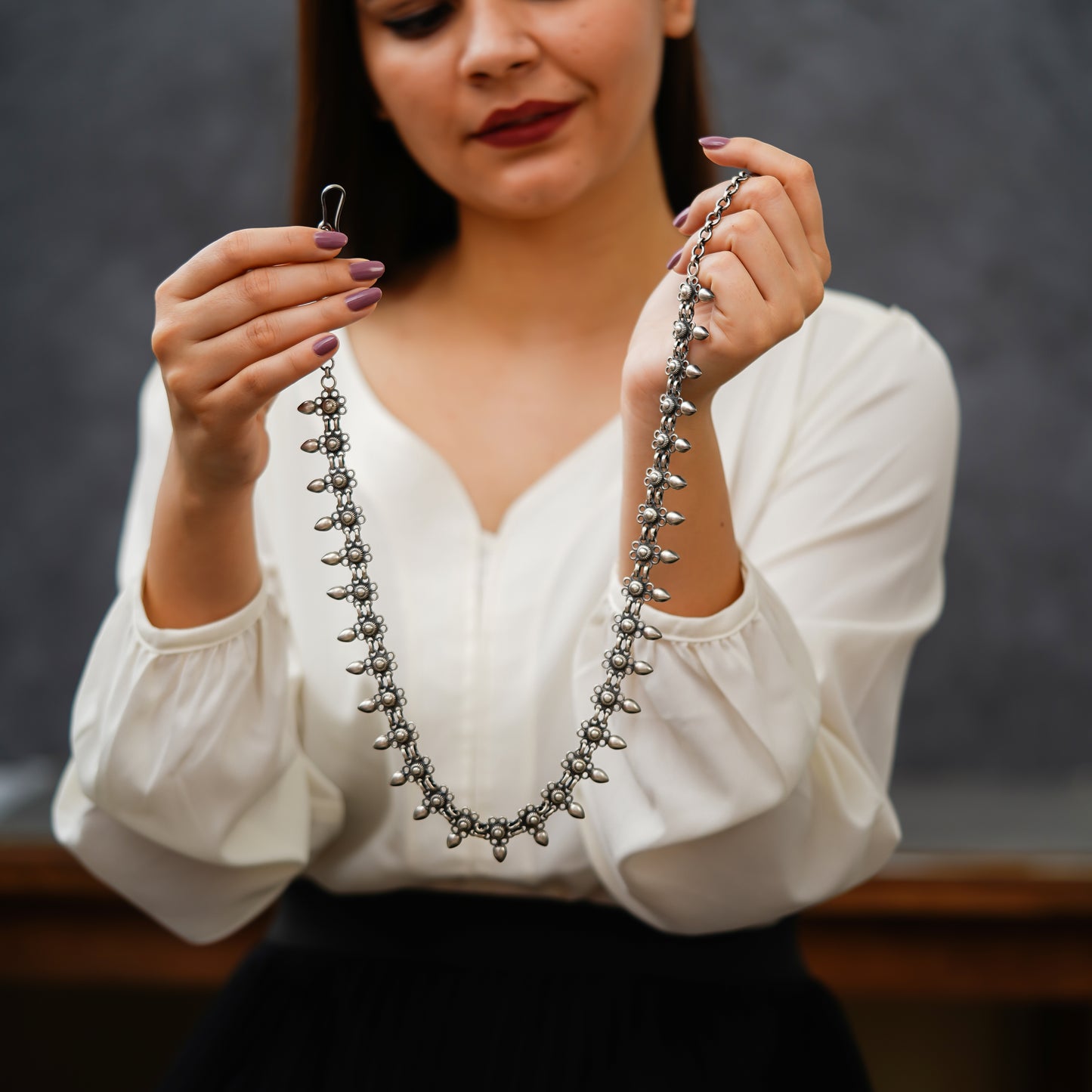Amulya Kadi and Daal Embossed versatile Evergreen Necklace