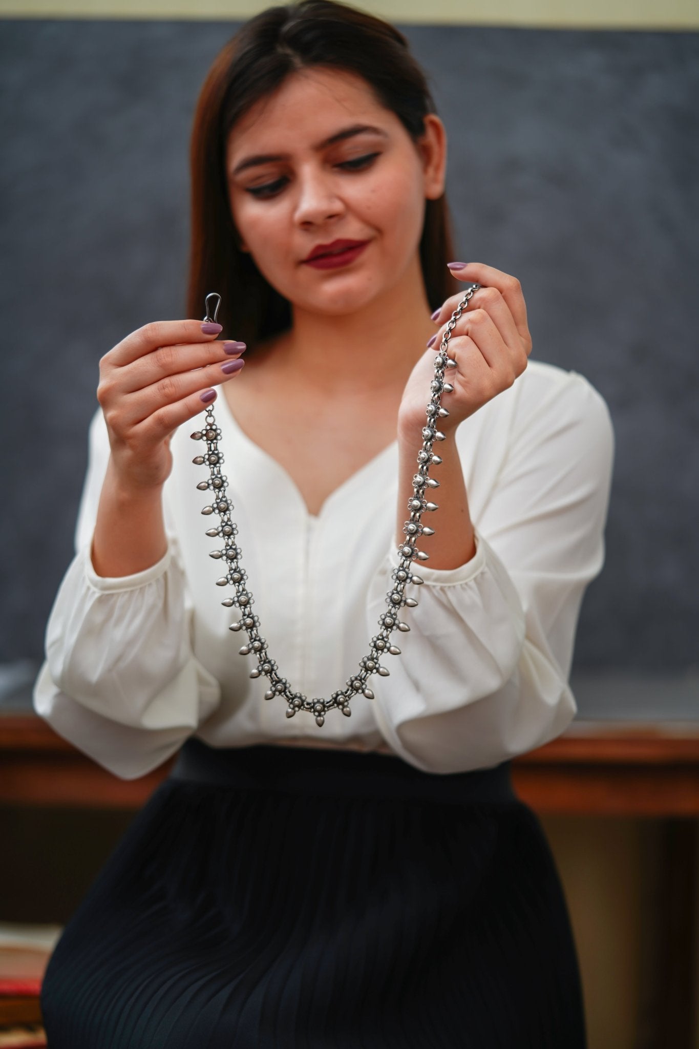 Amulya Kadi and Daal Embossed versatile Evergreen Necklace - ShailPiya