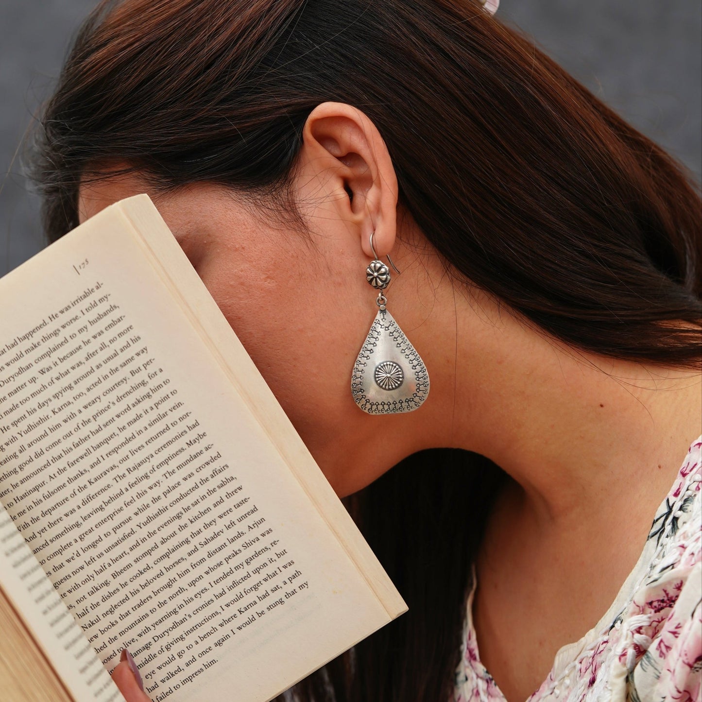 Meera Fine Kalamkari Sheet Embossed Tikadi Earrings - ShailPiya