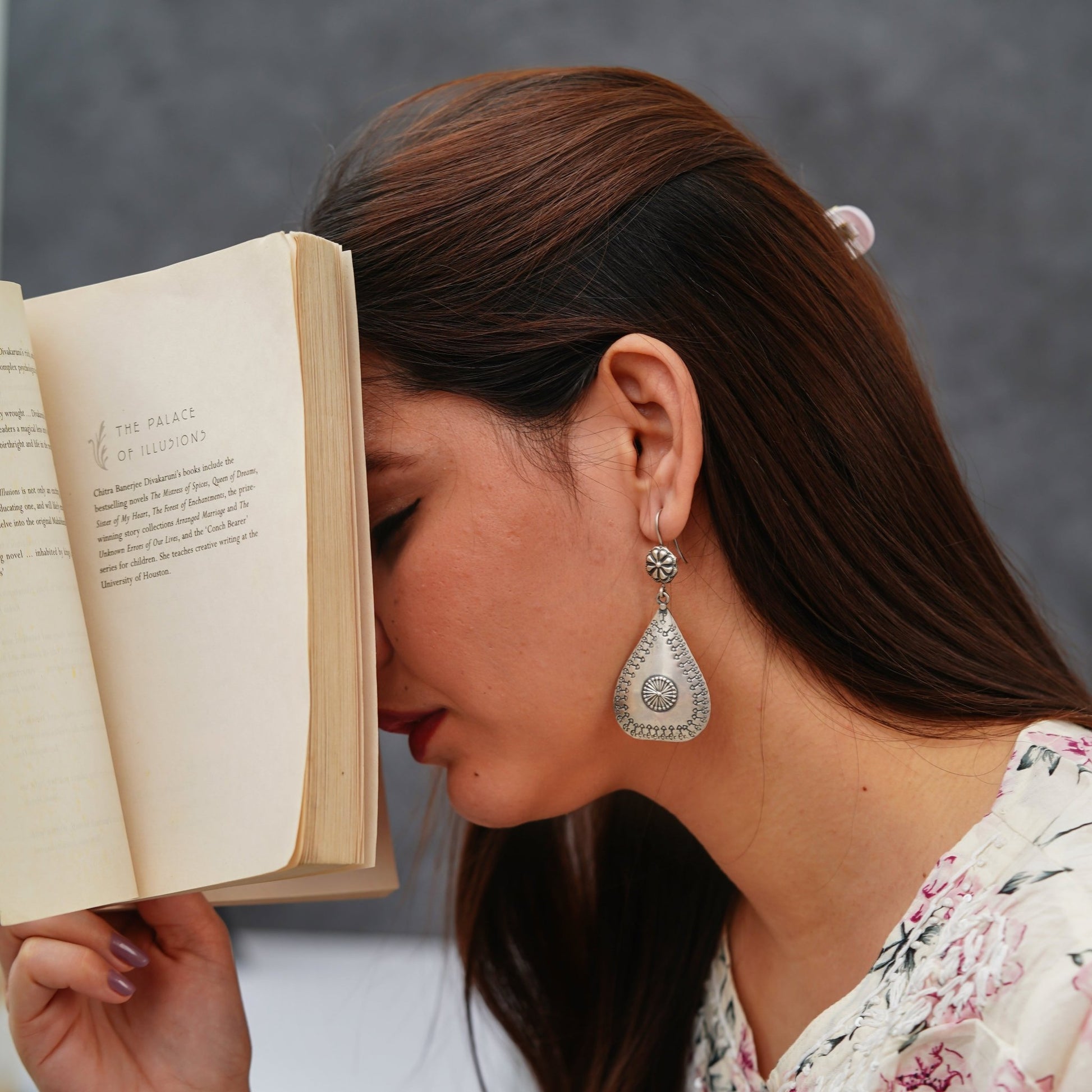 Meera Fine Kalamkari Sheet Embossed Tikadi Earrings - ShailPiya