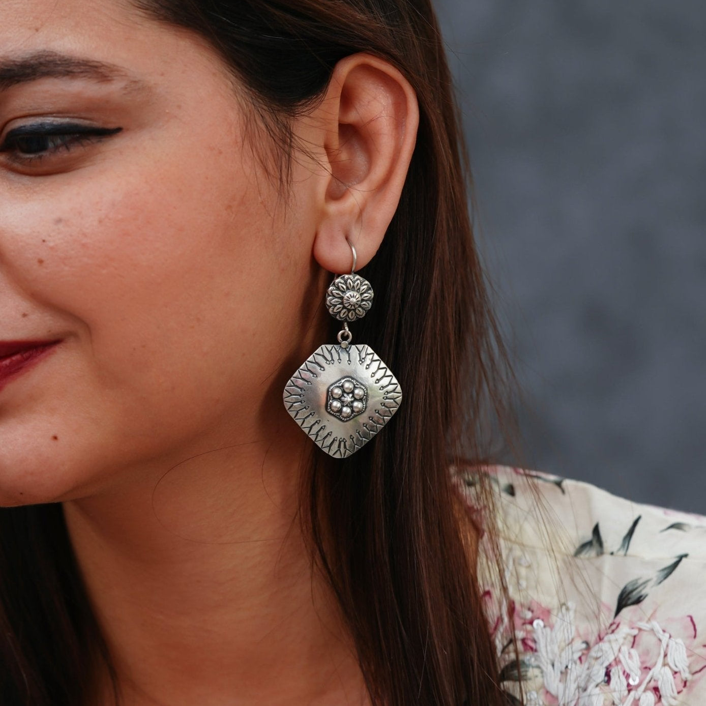 Meera Fine Kalamkari Sheet Fusion Hook Earrings - ShailPiya