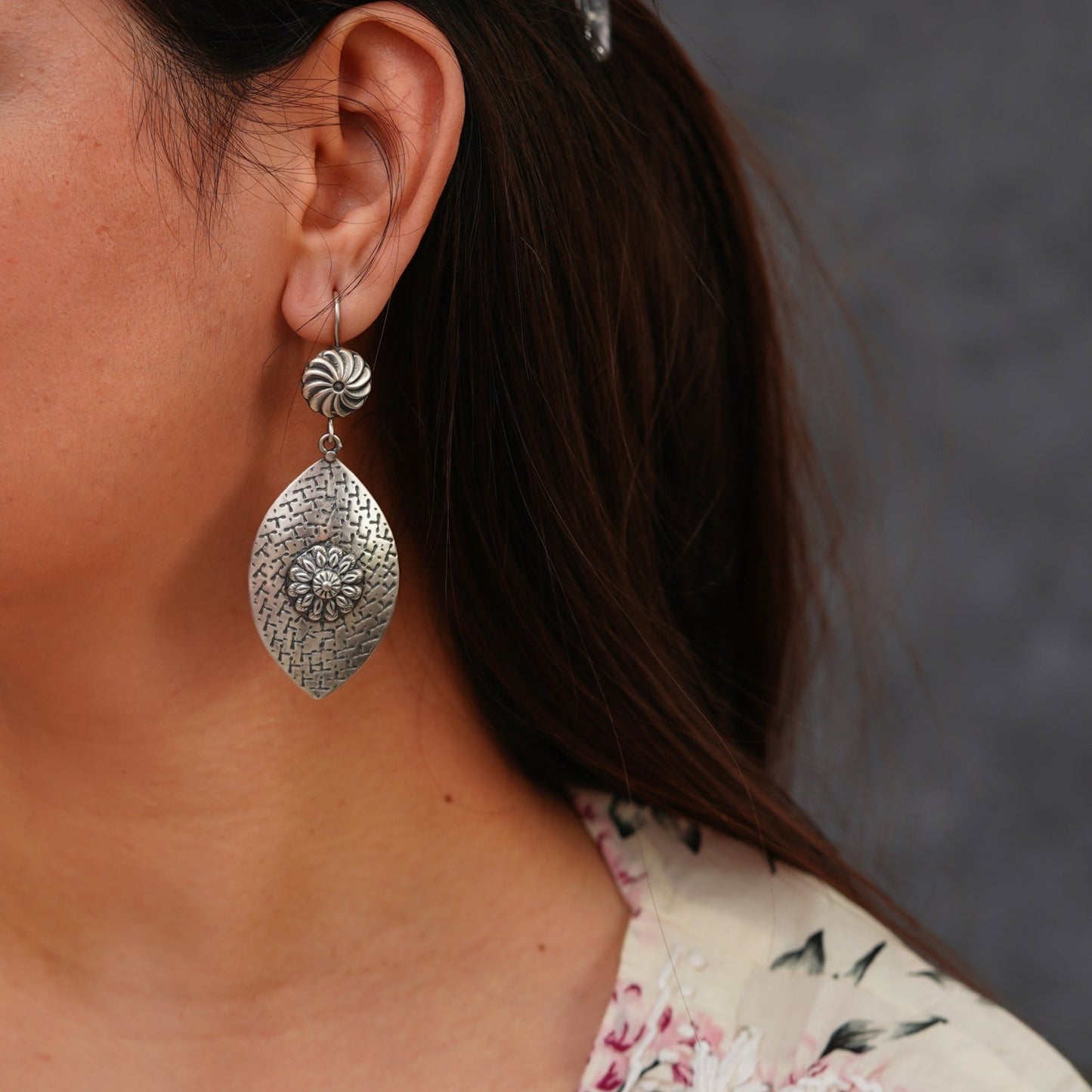 Meera Fine Kalamkari Sheet Hook Earrings - ShailPiya