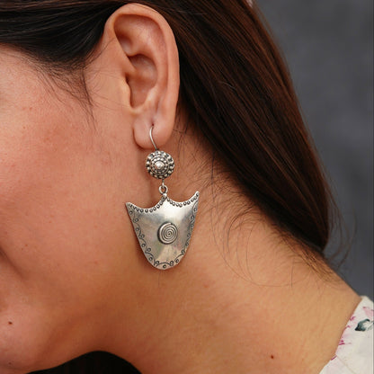 Meera Fine Kalamkari Sheet Quirky Hook Earrings - ShailPiya