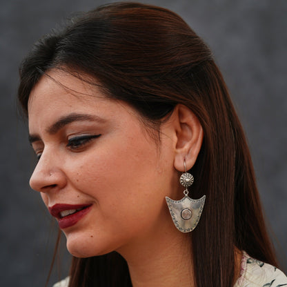 Meera Fine Kalamkari Sheet Quirky Hook Earrings - ShailPiya