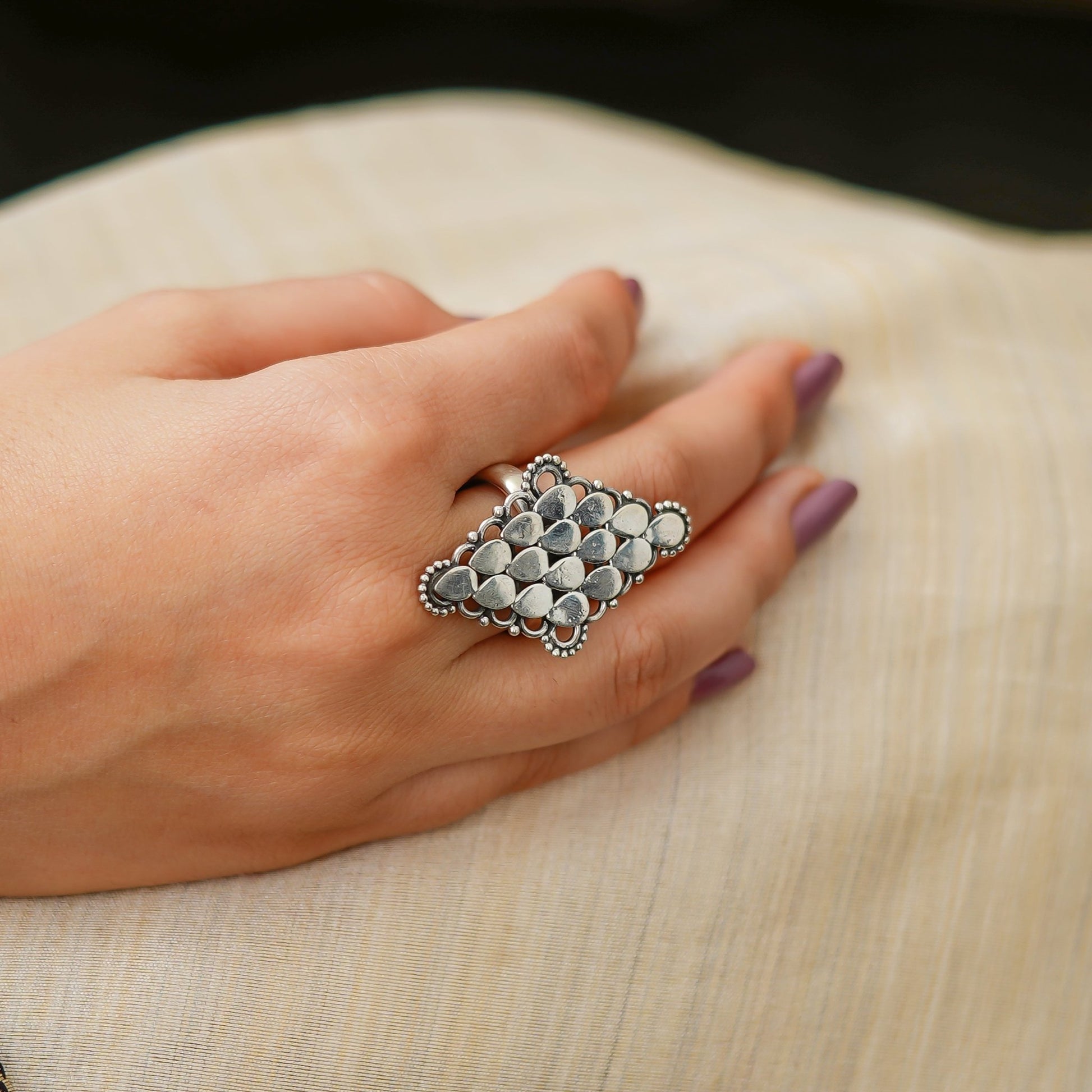Moha Embossed Kadi Rawa Evergreen Ring - ShailPiya