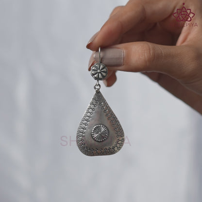 Meera Fine Kalamkari Sheet Embossed Tikadi Earrings