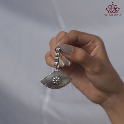 Meera Fine Kalamkari Sheet Mini Square Flower Tikdi Hook Earrings