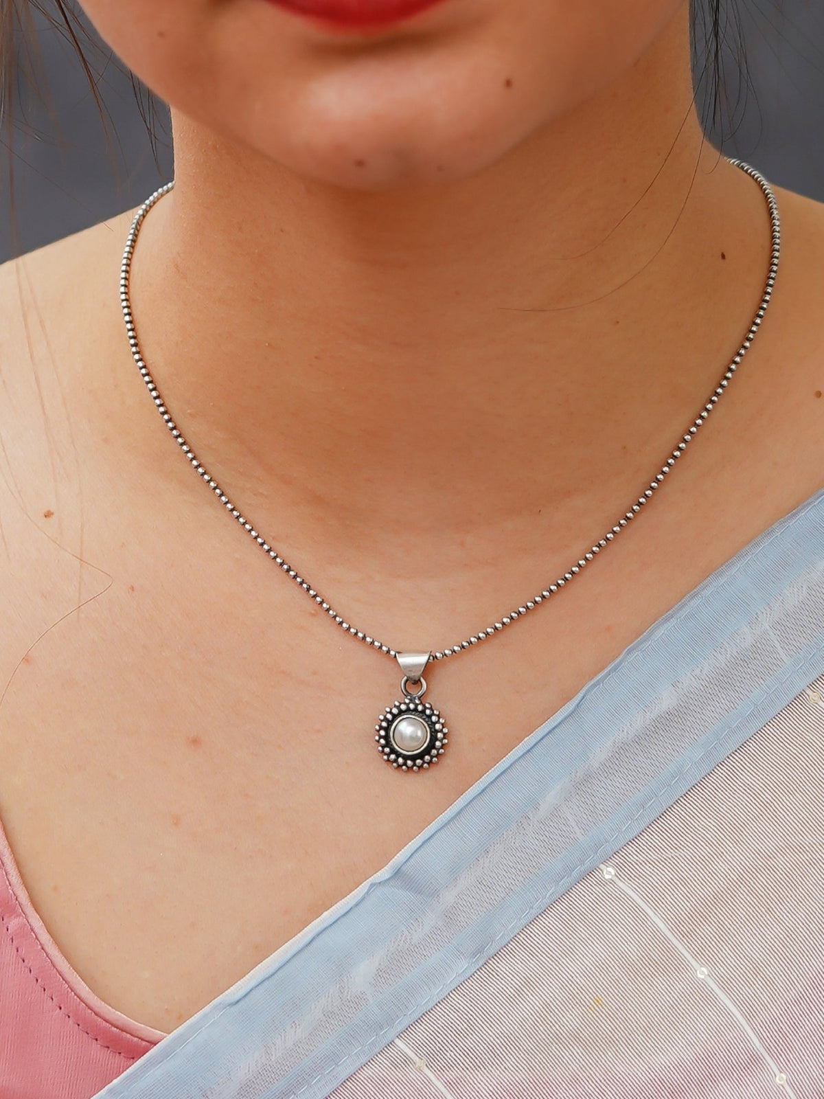 Rani Padmini Minute Deatiled Rawa Pearl Chain Pendant - ShailPiya