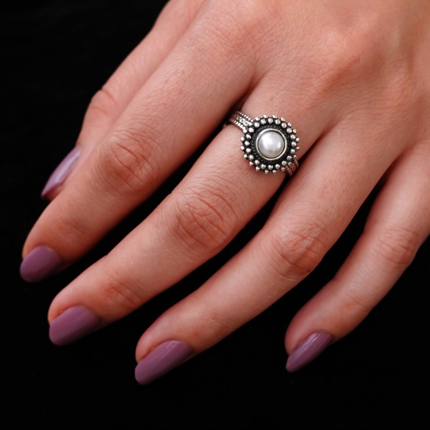 Rani Padmini Minute Deatiled Rawa Pearl Ring - ShailPiya