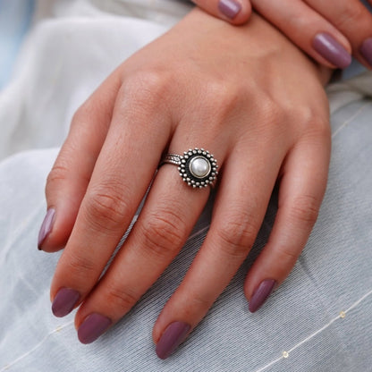 Rani Padmini Minute Deatiled Rawa Pearl Ring - ShailPiya