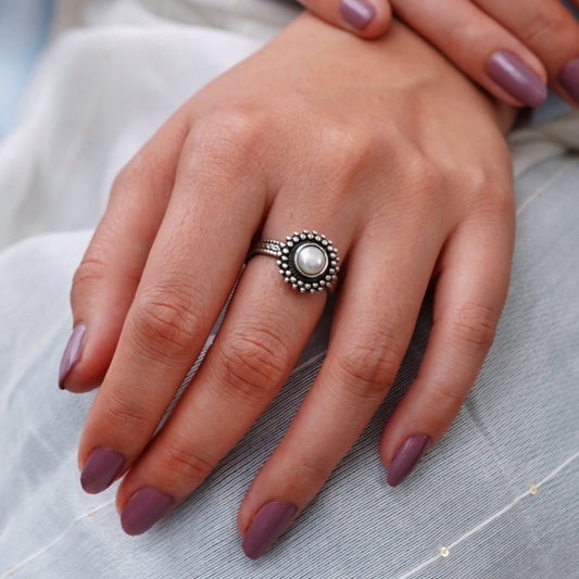 Rani Padmini Minute Deatiled Rawa Pearl Ring - ShailPiya