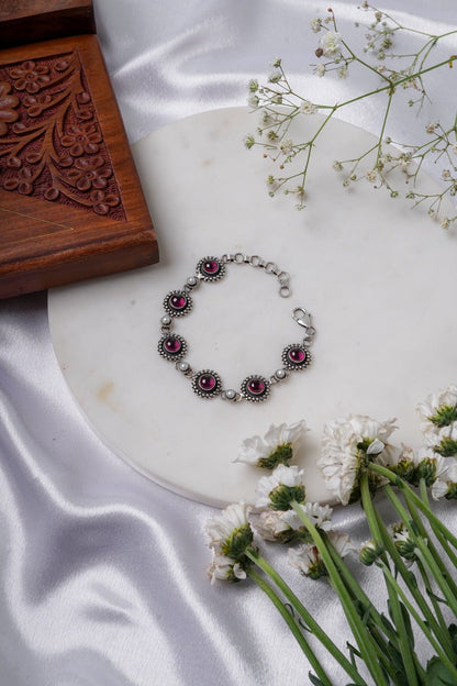 Rani Padmini Red Stone Bracelet - ShailPiya