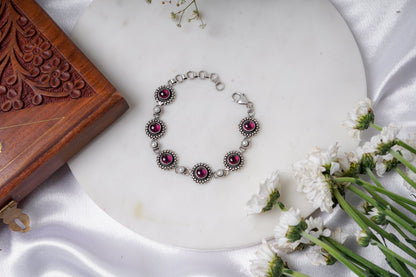 Rani Padmini Red Stone Bracelet - ShailPiya