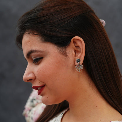 Rose And Tree Love Statement Earrings - ShailPiya