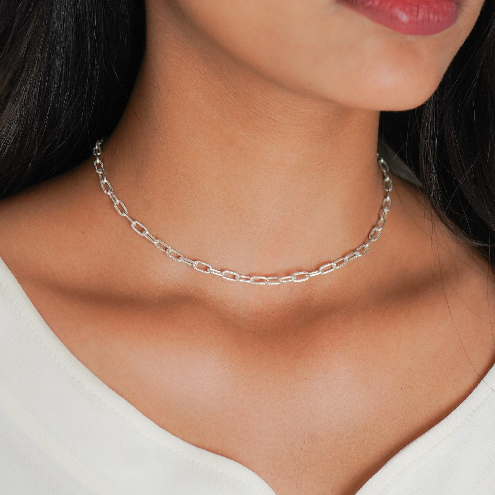 ShailPiya Moonlit Link 925 Silver Necklace - ShailPiya